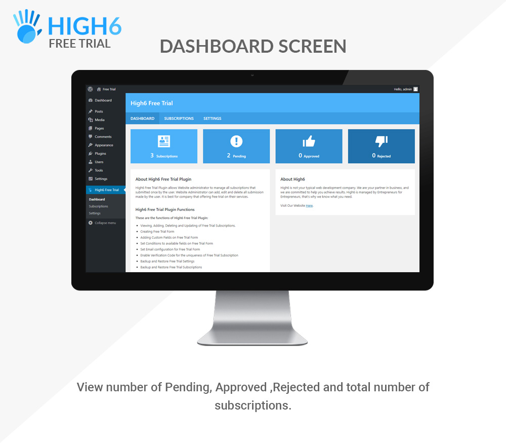 High6 Free Trial Dashboard Screen